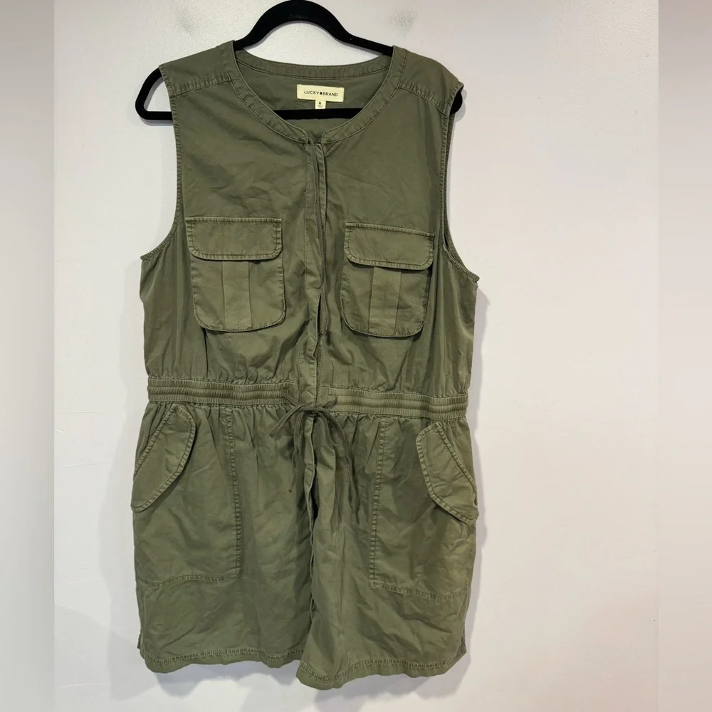 Green khaki Lucky Brand snap front dress - Picture 1 of 4